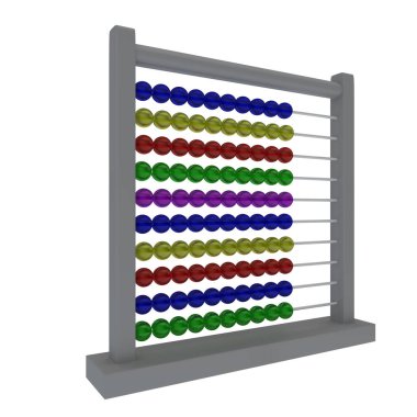 Beyaz üzerinde izole çocuklar için abaküs matematik öğrenme aracının 3d çizimi