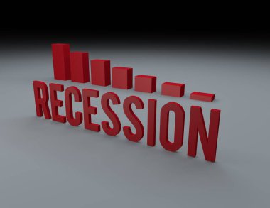 Ekonomik yavaşlama ve durgunluğu gösteren indirgenen çubuk grafiğinin 3D canlandırması