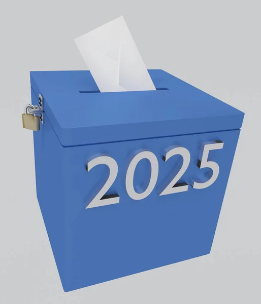 Ilustracja Scenariusza 2025 Urnie Głosowania Odizolowana Szaro — Zdjęcie stockowe