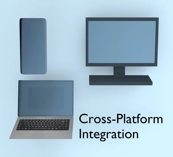 Illustration Screen Laptop Smartphone Providing Schematic Representation Cross Platform Integration — Stock Photo, Image