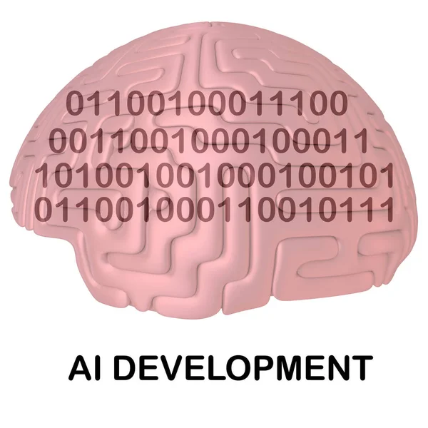 Illustration Development Script Symbolic Human Brain Containing Binary Code Composed — Photo