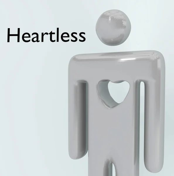 Illustration Man Silhouette Hole Its Chest Shaped Symbolic Heart Heartless — Stockfoto