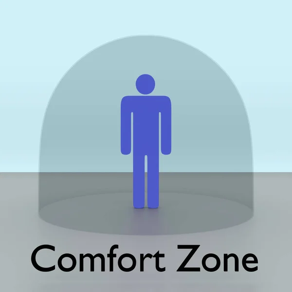 Illustration Person Silhouette Transparent Dome Script Comfort Zone — 图库照片