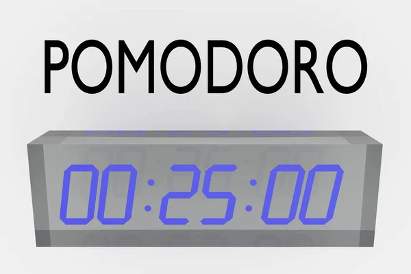 Ілюстрація Заголовка Помодоро Протягом Цифрового Годинника Відображає Хвилин Типова Тривалість — стокове фото