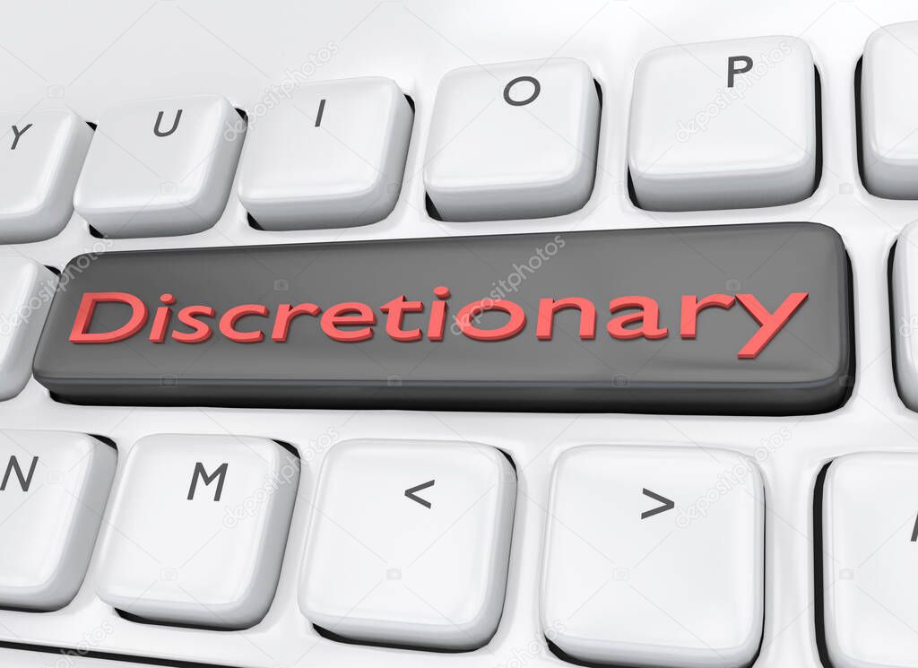 3D illustration of pc keyboard with the text Discretionary on a key