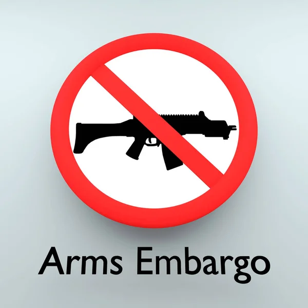 Illustration Rifle Entry Road Sign Text Arms Embargo — Stock Photo, Image
