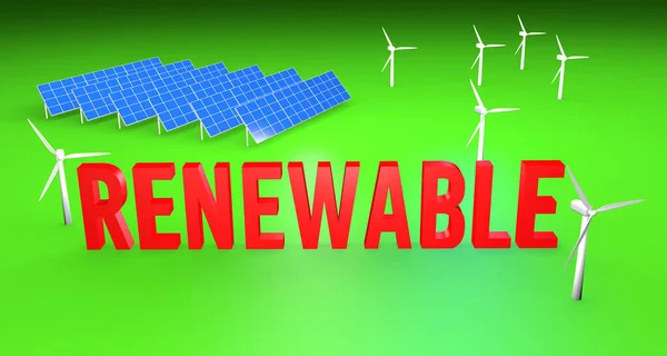 3D render illustration of renewable energy solutions