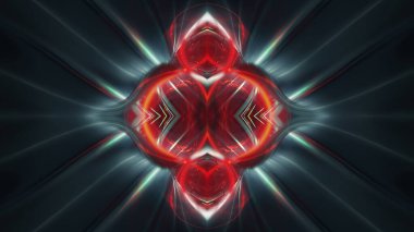 Parlak soyut arkaplan, soyut unsurlarla pankart. Neon fantastik arka plan, uzay arkaplanı. Fütürist neon pankart, parlak renkli çizgiler, ışınlar. 3B illüstrasyon.