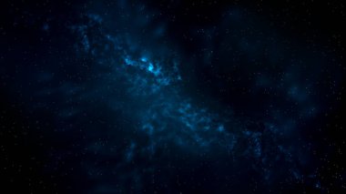 Evrenin soyut fantastik alanı. Nebula ve yıldızlarla dolu bir arka plan. Bilinmeyen bir gezegene sahip karanlık uzay arkaplanı, uzayda parlayan ışık. 3d illüstrasyon