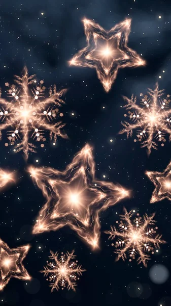 Fondo Festivo Oscuro Con Estrella Dorada Copo Nieve Nieve Decoración —  Fotos de Stock