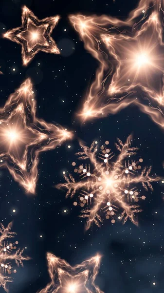 Σκούρο Εορταστικό Φόντο Χρυσό Αστέρι Και Νιφάδα Χιονιού Χιόνι Αφηρημένη — Φωτογραφία Αρχείου