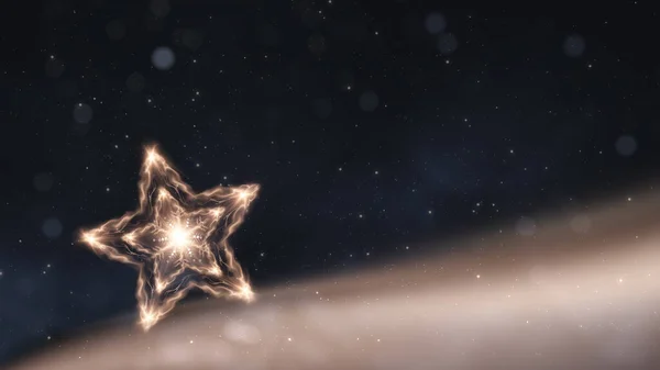Темный Праздничный Фон Золотой Звездой Снежинкой Снегом Золотым Рождественским Украшением — стоковое фото