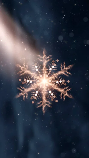 Fondo Festivo Oscuro Con Estrella Dorada Copo Nieve Nieve Decoración —  Fotos de Stock