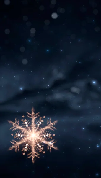 Fondo Festivo Oscuro Con Estrella Dorada Copo Nieve Nieve Decoración —  Fotos de Stock