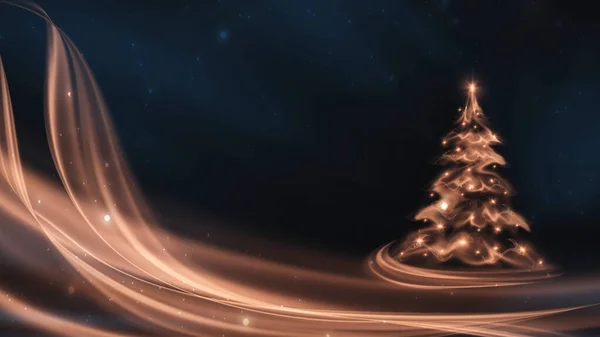 Тёмный Праздничный Фон Золотым Боке Абстрактная Золотая Елка Праздничными Огнями — стоковое фото