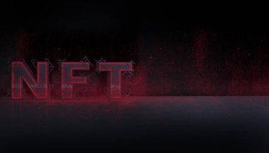 Soyutlama NFT jetonuyla imzalandı. Soyut NFT kolajı. İLK 5000 GÜN İLK. Hacimli harfler, yazılar, afişler. Dijital sanat, set NFT konsepti, ışık ışınları, neon. 3d