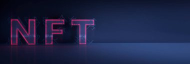 Soyutlama NFT jetonuyla imzalandı. Soyut NFT kolajı. İLK 5000 GÜN İLK. Hacimli harfler, yazılar, afişler. Dijital sanat, set NFT konsepti, ışık ışınları, neon. 3d