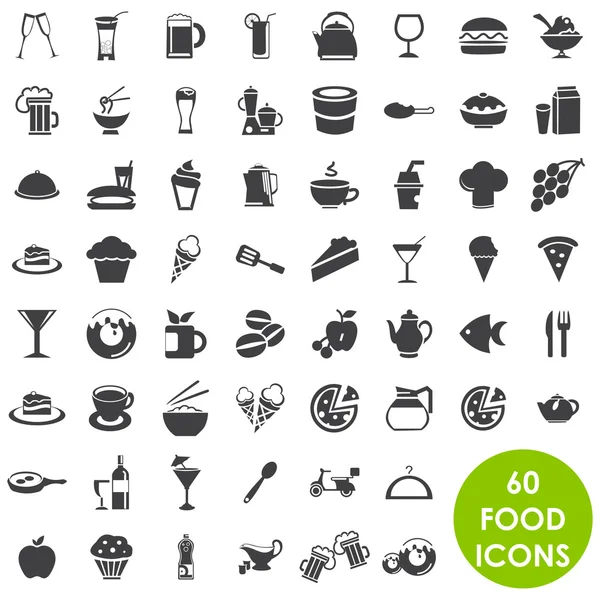 Vector de iconos de alimentos y bebidas — Vector de stock