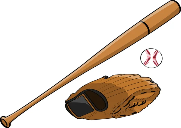 Basebollträ, handske och boll Stockillustration