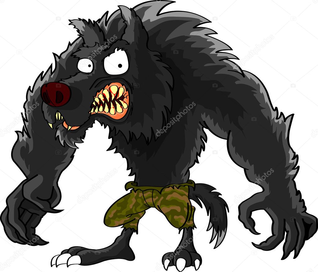 Angry wolf cartoon