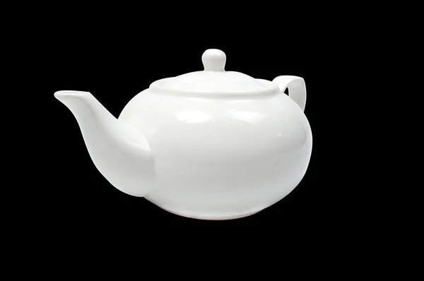 Panela de chá isolada no fundo preto — Fotografia de Stock