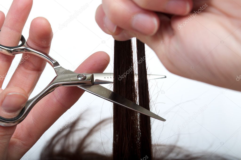 Women cutting hair