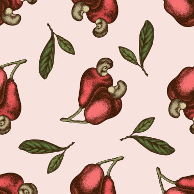 Kusursuz desenli, el çizimi kaju fıstığı, harfler.