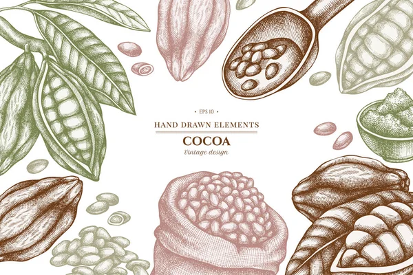 Design with pastel colored cocoa beans, cocoa — Vettoriale Stock