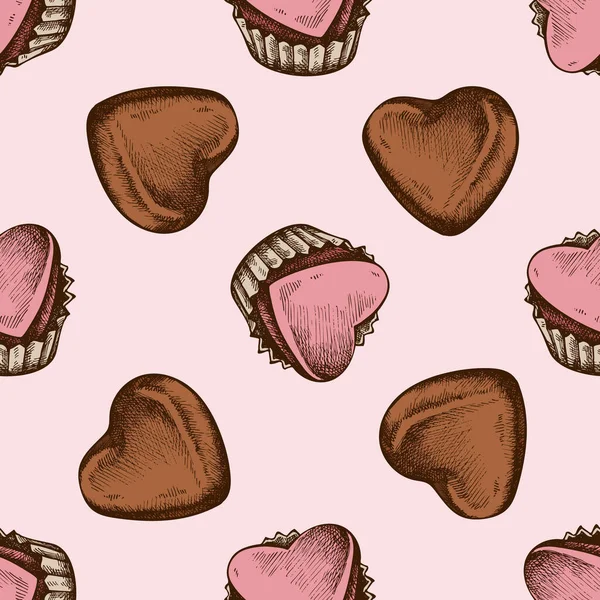 Seamless pattern with hand drawn colored chocolate candies — Vetor de Stock