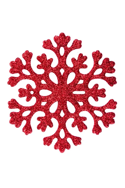 Red snowflake on white background — Stock Photo, Image