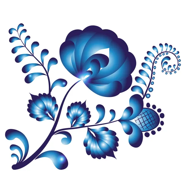 gzhel içinde çiçek