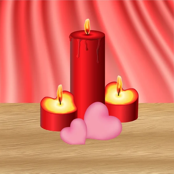 Valentijn kaarsen — Stockvector
