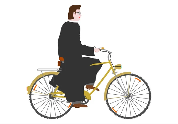 Bisikletle rahip. — Stok Vektör
