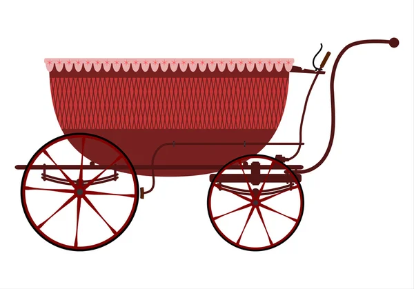 Chariot bébé en osier rétro — Image vectorielle