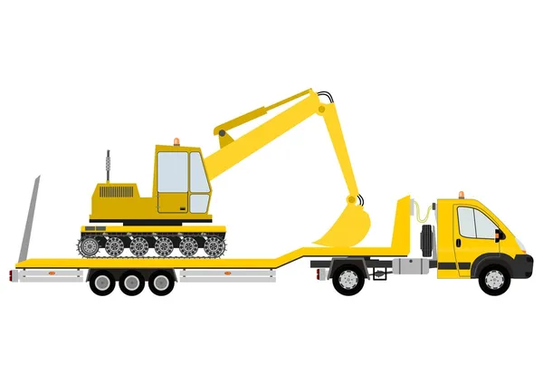 Truck with excavator — Stock Vector
