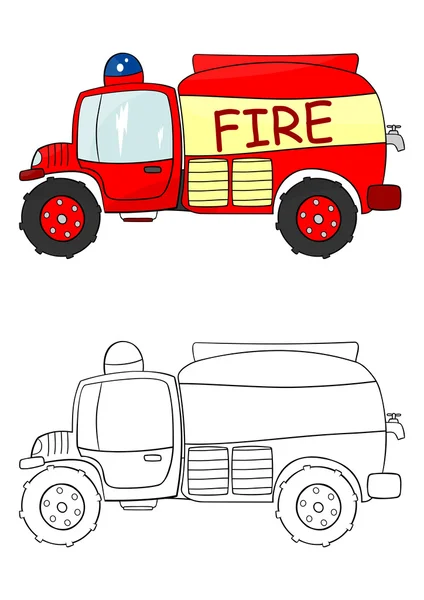 Fire truck coloring page — Stock Vector