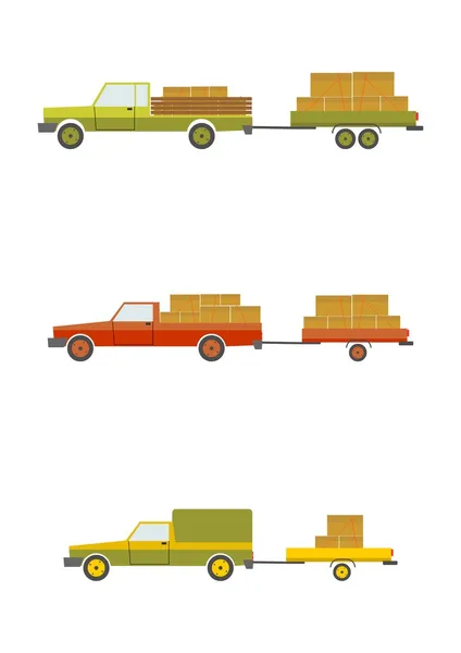 Cars with trailers — Stock Vector