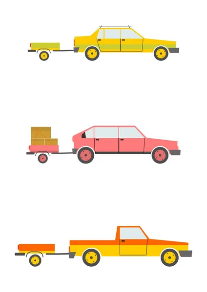 Cars with trailers — Stock Vector