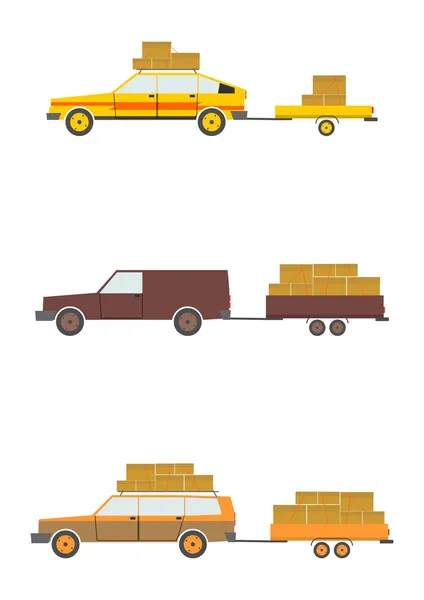 Auto's met trailers — Stockvector