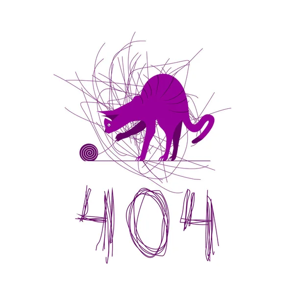 Помилка 404 Сторінки Знайдено Веб Сайт Відображає Концепцію Помилок Котом — стоковий вектор