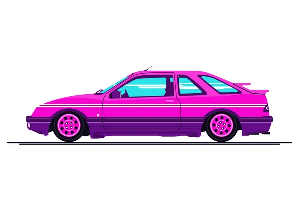 Retro Car Colors 80S Side View Classic Car Flat Vector — Image vectorielle