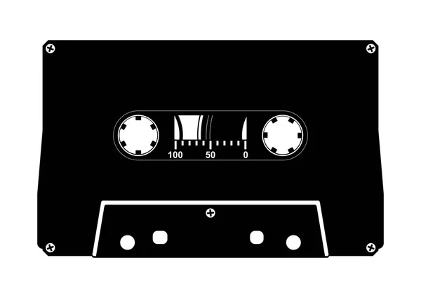 Silueta Cinta Casete Audio Vintage Fácil Editar Vector Sin Gradientes — Vector de stock