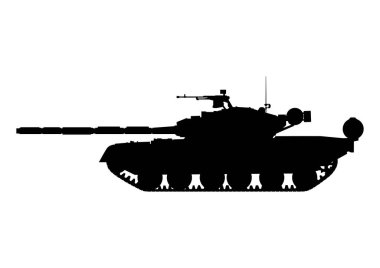 Modern tank silueti. Yan görüş. Vektör.