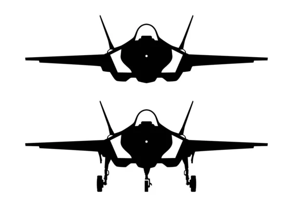 Modern Gevechtssilhouet Vooraanzicht Vector — Stockvector