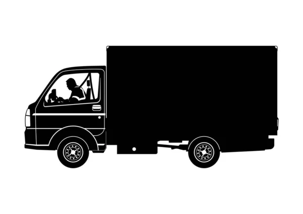Silhouette Light Commercial Vehicle Driver Side View Vector — Stock Vector