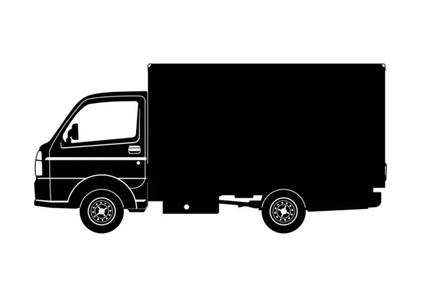 Silhouet Van Lichte Bedrijfsvoertuigen Zijaanzicht Van Truck Vector — Stockvector