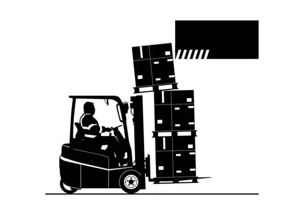 Forklift Height Collision Hazards Concept Silhouette Working Forklift Vector — Stock Vector