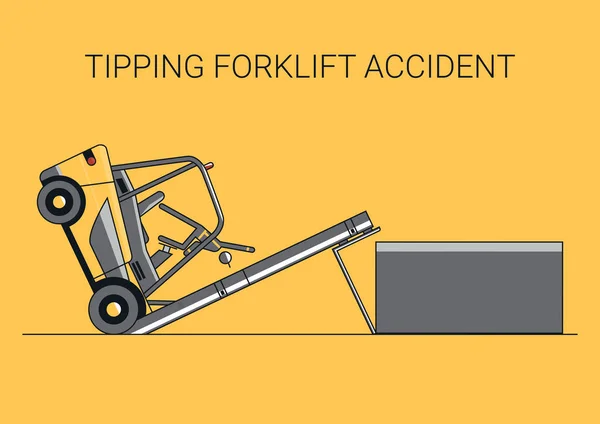 Tipping Forklift Accident Flat Line Vector Design Forklift Operator Load — Stock Vector