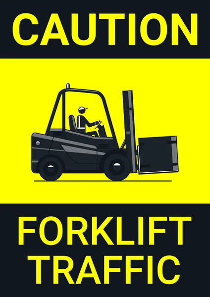 Caution Forklift Traffic Vector Forklift Safety Label Design — Archivo Imágenes Vectoriales