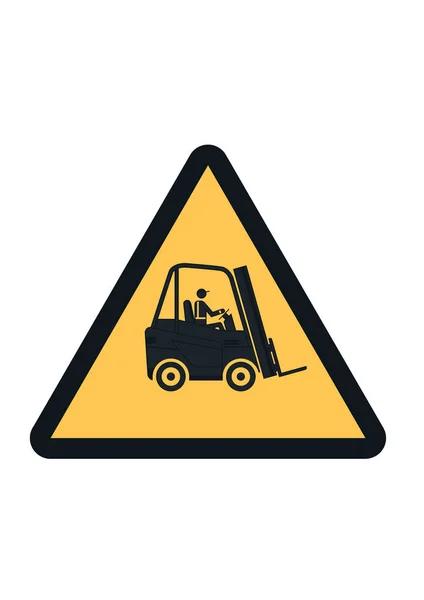 Silhouette Forklift Warning Triangle Vector Forklift Safety Label Design — Stock Vector